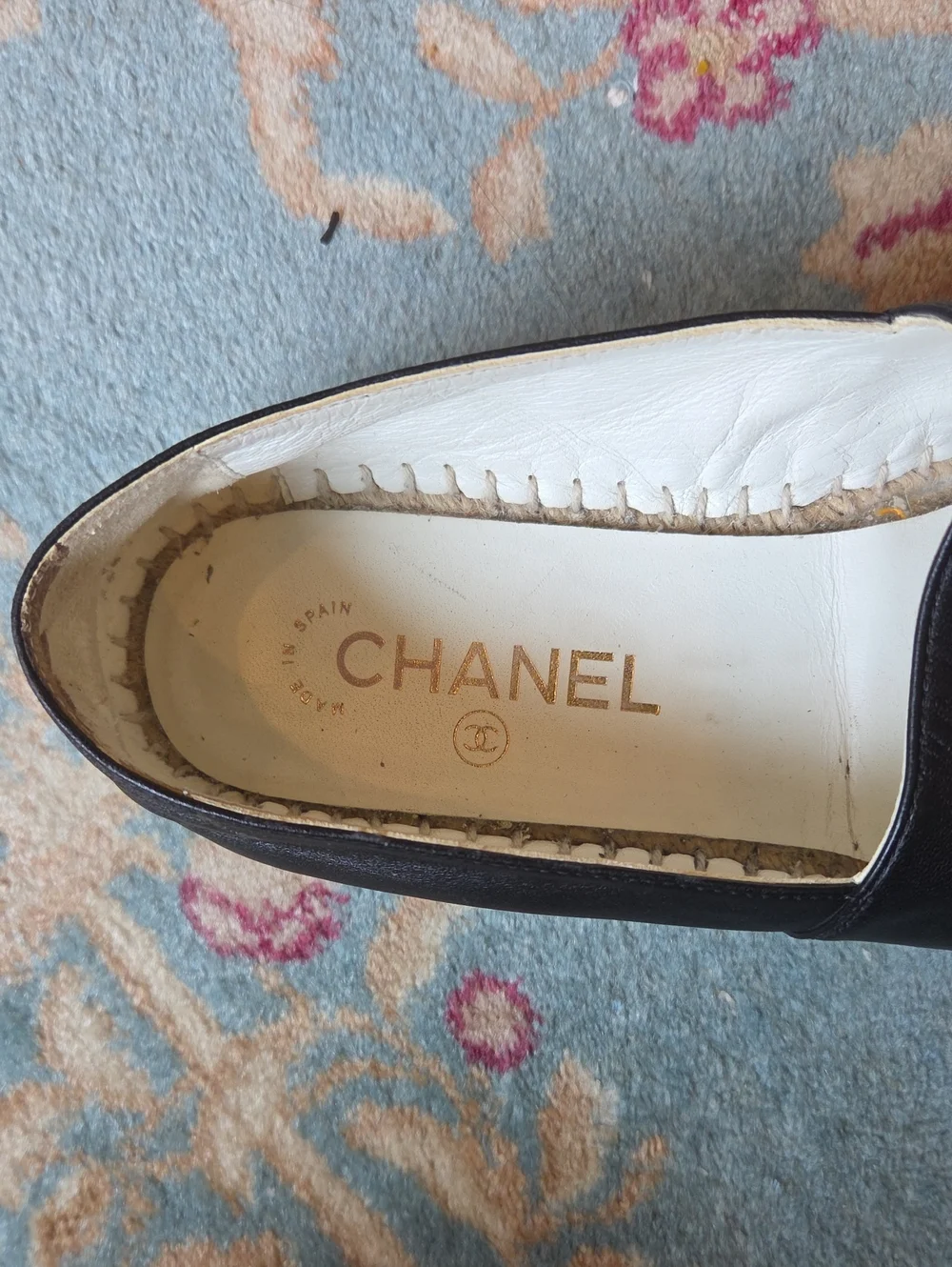 WOMEN'S AUTHENTIC CHANEL FLAT ESPADRILLES ESPADRILLE SHOES SZ 39 $975 BLACK GREY